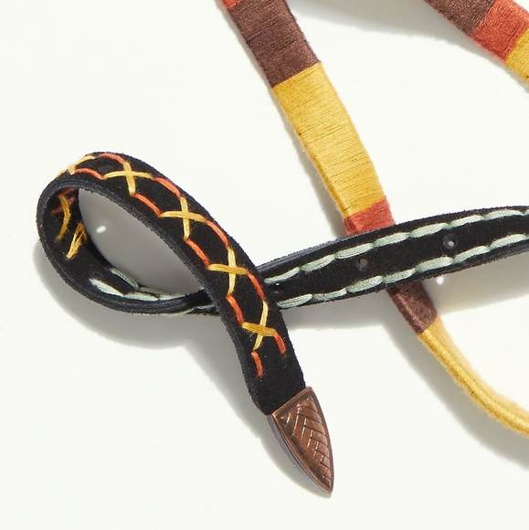 NEW Free People Warm Combo Phoenix Wrapped Embroidered Leather Belt S/M - Picture 3 of 4